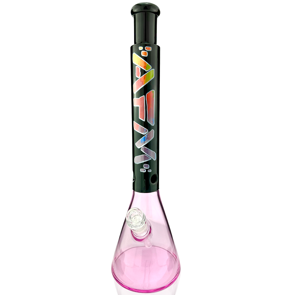 18" AFM Mind Expander Pink Beaker Bong with Showerhead Perc - Front View