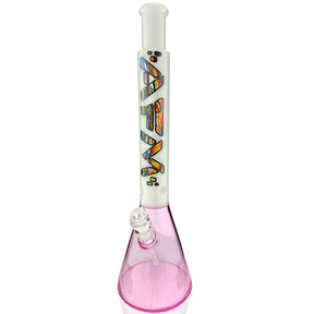 AFM 18" Mind Bender Pink Beaker Bong with Showerhead Perc, Front View on White Background