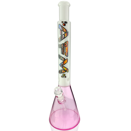 AFM 18" Mind Bender Pink Beaker Bong with Showerhead Perc, Front View on White Background