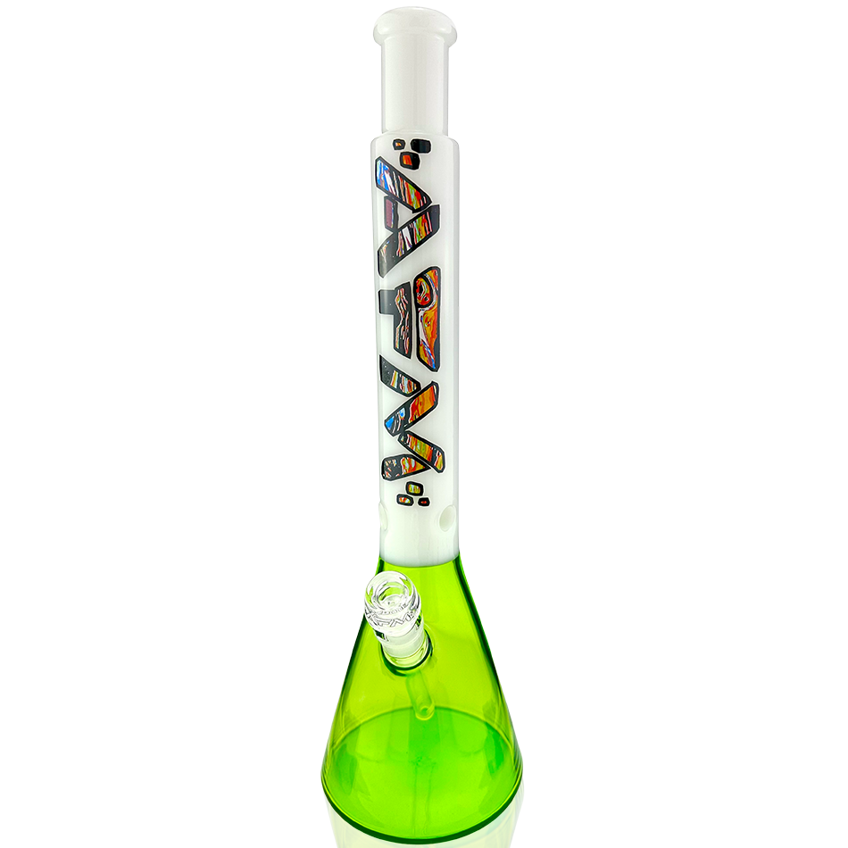 18" AFM Mind Bender Lime Beaker Bong with Colorful Accents - Front View