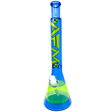 AFM 18" Quasar Glass Beaker Bong in Ink Blue/Lime with 14mm Female Joint - Front View