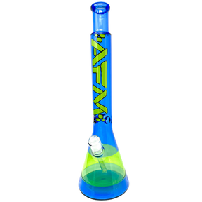 AFM 18" Quasar Glass Beaker Bong in Ink Blue/Lime with 14mm Female Joint - Front View