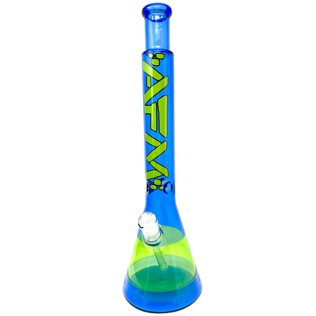 AFM 18" Quasar Glass Beaker Bong in Ink Blue/Lime with 14mm Female Joint - Front View