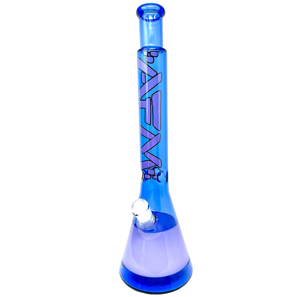 18" AFM Quasar Glass Beaker Bong in Ink Blue/Purple with Showerhead Perc - Front View