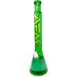 18" AFM Quasar Beaker Bong in Double Greens with 14mm Female Joint, Front View on White Background