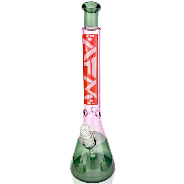 AFM 18" Quasar Glass Beaker Bong in Pink/Smokey with Showerhead Perc, Front View