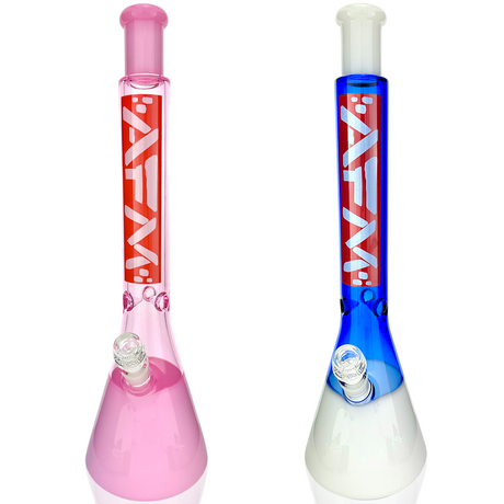 AFM 18" Red Label Quasar Glass Beaker Bongs in Pink and Blue with 14mm Female Joint