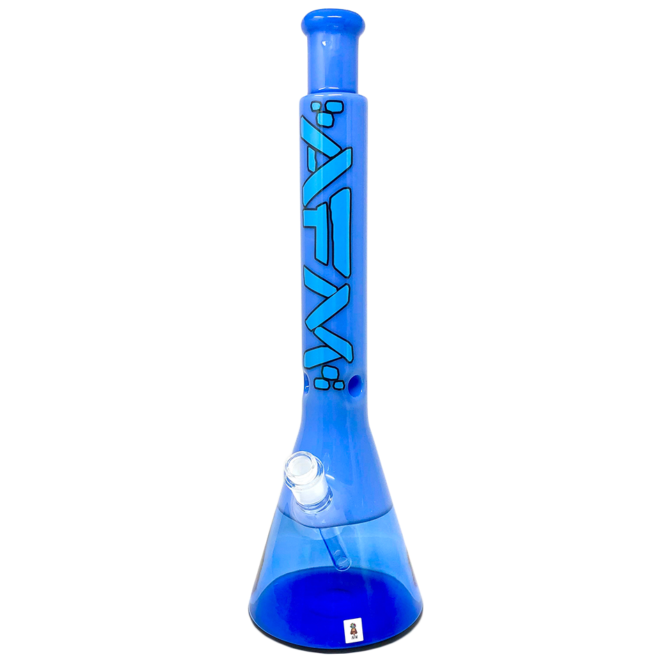 18" AFM Quasar Glass Beaker Bong in Double Blue with Showerhead Perc - Front View