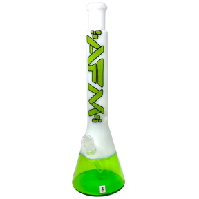 18" AFM Quasar Glass Beaker Bong in Ivory/Lime with 14mm Female Joint - Front View