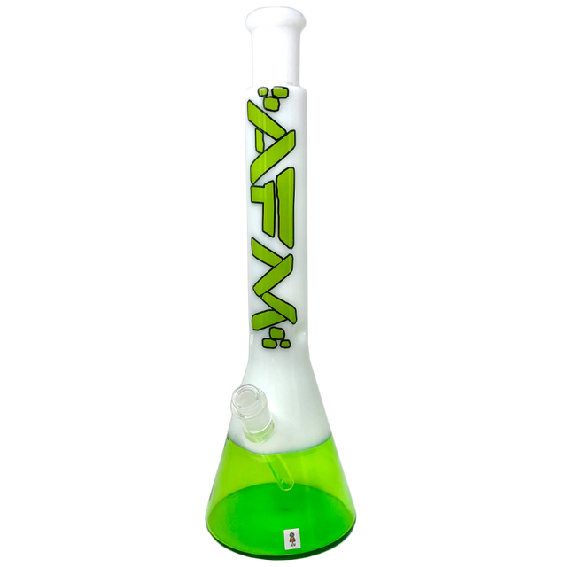 18" AFM Quasar Glass Beaker Bong in Ivory/Lime with 14mm Female Joint - Front View