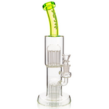 12" AFM Glass Double Cosmos Dab Rig with Showerhead Perc and Bent Neck - Front View