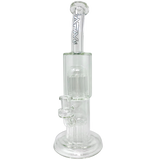 12" AFM Glass Double Cosmos Dab Rig with Showerhead Perc, Bent Neck, and Clear Glass