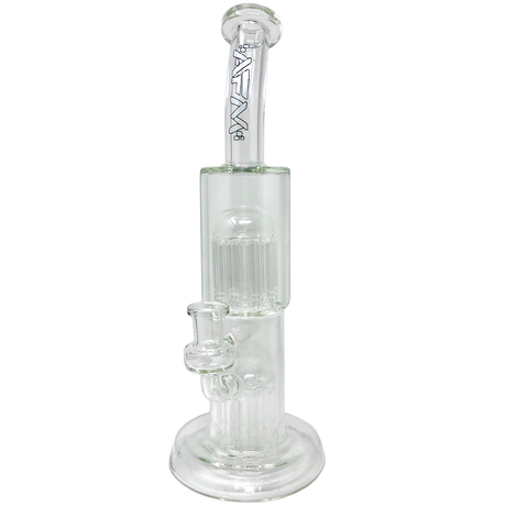 12" AFM Glass Double Cosmos Dab Rig with Showerhead Perc, Bent Neck, and Clear Glass