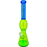 AFM 18" UFO Double Color Glass Beaker Bong with Showerhead Perc and Blue Accents