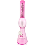 AFM 18" UFO Double Color Beaker Bong in Pink, Front View with Showerhead Perc