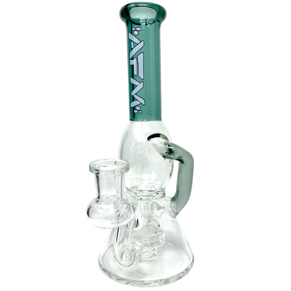 8" AFM Bubble Glass Recycler Dab Rig with Showerhead Perc and Bent Neck