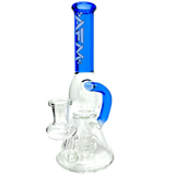 8" AFM Bubble Glass Recycler Dab Rig with Showerhead Perc and Bent Neck, Front View