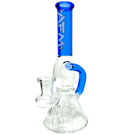 8" AFM Bubble Glass Recycler Dab Rig with Showerhead Perc and Bent Neck, Front View