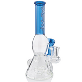 8" AFM Bubble Glass Recycler Dab Rig with Blue Accents and Showerhead Perc