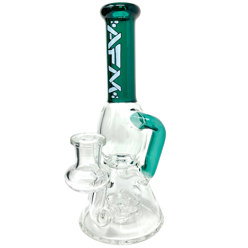 8" AFM Bubble Glass Recycler Dab Rig with Showerhead Perc and Bent Neck