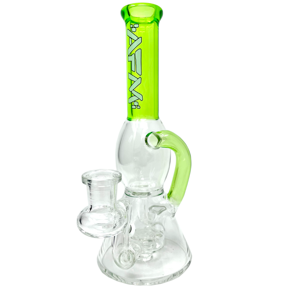 8" AFM Bubble Glass Recycler Dab Rig with Showerhead Perc and Bent Neck