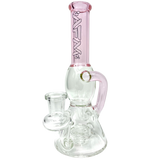 8" AFM Bubble Glass Recycler Dab Rig with Bent Neck and Showerhead Perc, Front View