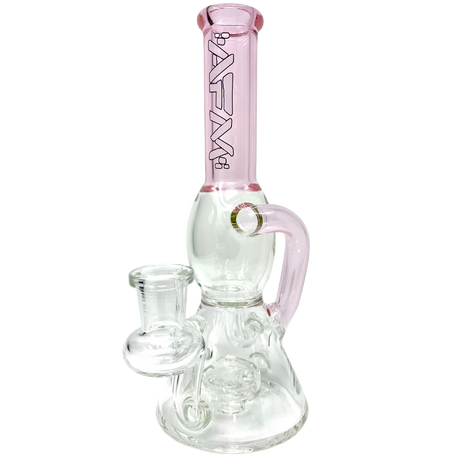 8" AFM Bubble Glass Recycler Dab Rig with Bent Neck and Showerhead Perc, Front View