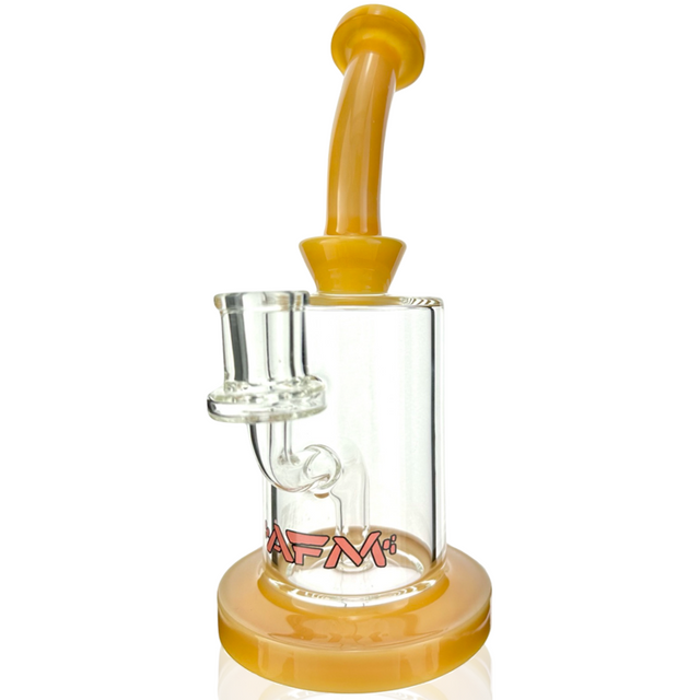 8" AFM Milky Yellow Glass Dab Rig with Bent Neck and 14mm Female Joint - Front View