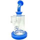 8" AFM Milky Blue Glass Dab Rig with Bent Neck and 14mm Female Joint - Front View