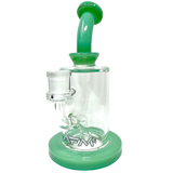 8" AFM Glass Dab Rig with Milky Green Accents and Bent Neck - Front View