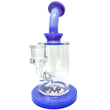 8" AFM Milky Blue Glass Dab Rig with Bent Neck and 14mm Female Joint - Front View