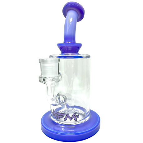 8" AFM Milky Blue Glass Dab Rig with Bent Neck and 14mm Female Joint - Front View