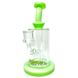 8" AFM Milky Green Glass Dab Rig with Bent Neck and 14mm Female Joint - Front View