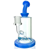 8" AFM Milky Circle Showerhead Glass Dab Rig with Bent Neck and Blue Accents