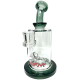 AFM 8" Milky Circle Showerhead Dab Rig with Bent Neck and Colored Accents