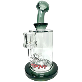 AFM 8" Milky Circle Showerhead Dab Rig with Bent Neck and Colored Accents