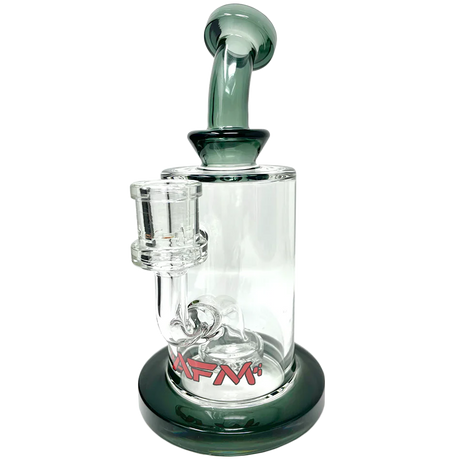 AFM 8" Milky Circle Showerhead Dab Rig with Bent Neck and Colored Accents