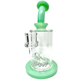 AFM 8" Milky Matrix Perc Glass Dab Rig with Bent Neck and Colored Accents, Front View