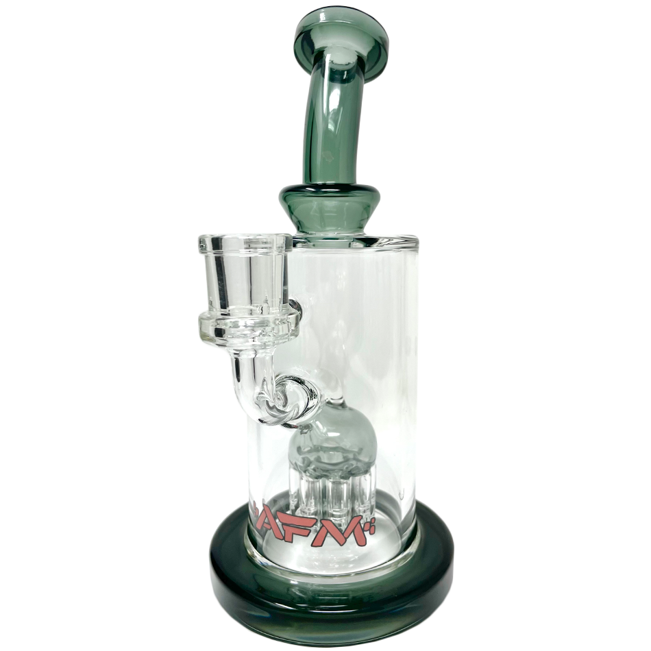 AFM 8" Daisy Arm Perc Glass Dab Rig with Bent Neck and Showerhead Perc - Front View