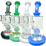 AFM 8" Daisy Arm Perc Glass Dab Rigs in various colors with bent neck and showerhead perc