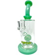 8" AFM Glass Dab Rig with Daisy Arm Perc, Bent Neck, and Color Accents on Clear Borosilicate