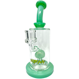 8" AFM Glass Dab Rig with Daisy Arm Perc, Bent Neck, and Color Accents on Clear Borosilicate