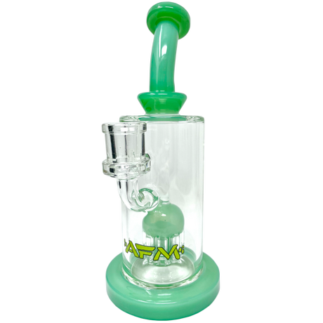 8" AFM Glass Dab Rig with Daisy Arm Perc, Bent Neck, and Color Accents on Clear Borosilicate