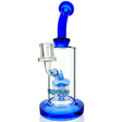 8" AFM Glass Dab Rig with Arm Perc and Bent Neck in Blue - Front View