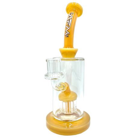 AFM 8" Arm Perc Colored Glass Dab Rig with Bent Neck and Showerhead Perc, Front View