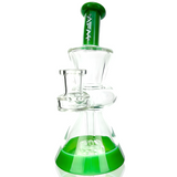 7" AFM Donut Hole Glass Dab Rig with Green Accents - Front View on White Background