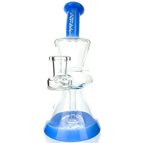 7" AFM Glass Dab Rig with Donut Hole Design and Blue Accents - Front View