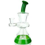 7" AFM Donut Hole Glass Dab Rig with Banger Hanger and Green Accents - Front View