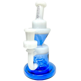 AFM Lilac Recycler Dab Rig in Blue - 8" with Showerhead Perc, Bent Neck, Front View