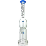 16" AFM Glass Double UFO Perc Straight Tube Bong in Ink Blue with Clear Borosilicate Glass